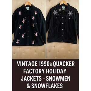 Set of 2 Vintage Quacker Factory Holiday Jacket Set – Snowmen & Snowflakes Sz S